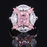 Gorgeous 4CT VVS High Quality AAAAA High Carbon Pink Sapphire Emerald Gemstone Fine Rings for Women