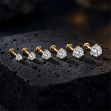 Sterling Silver Six Claws Sparkling Moissanite Diamonds Flat Back Stud Earrings