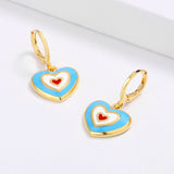 Creative Colorful Enamel Heart Shape Handmade Enamel Jewelry Cute Earrings