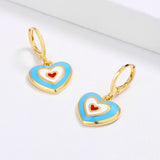 Creative Colorful Enamel Heart Shape Handmade Enamel Jewelry Cute Earrings
