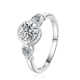Pear Round Cut VVS1 D Colour 925 Sterling Silver White Gold Plated Moissanite Ring