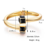 New High-end Exquisite Double Square Shape Cuff Bracelet Crystal Statement Bangle Fashion Jewellery for Women - The Jewellery Supermarket