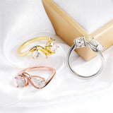 New Design Brilliant 2cttw VVS1 D Colour Moissanite Diamonds 18KGP Silver Rings