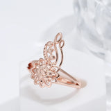 New Unusual Metal Sculpture 14K Rolled Rose Gold Flower Ring - Vintage Syle Jewellery