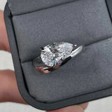 New Design 1.5-3CT Pear Cut VVS1 D Colour Moissanite Diamonds Solitaire Silver Ring
