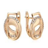 New Trend Creative 14K Rolled Rose Gold AAA Zircon Diamonds Glossy Drop Earrings - Fashion Party Jewellery