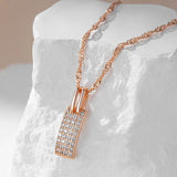 Gorgeous 14K Filled Rose Gold Gorgeous AAA Zircon Diamonds Square Pendant And Necklace - Simple Fine  Jewellery