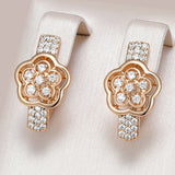 14K Gold Filled AAA Zircon Diamonds Crystal Flower Earrings Vintage Fine Jewellery
