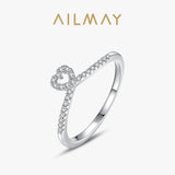 Hearts Design AAAA Lab Created Diamonds 925 Sterling Silver Stackable Rings