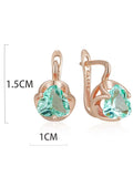 14 Karat Rolled Gold Shiny Light Green Pink Red AAA Zircon Crystal Luxury Earrings