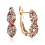 Full Shiny Colourful 14K Filled Rose Gold AAA Zircon Crystals Huggie Earrings, Fashion Party Girls Daily Jewellery