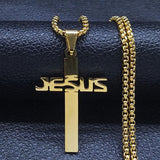 Fashion Big Long Cross Jesus Stainless Steel Christian Necklace - Gold Colour Chain Necklace Jewellery - The Jewellery Supermarket