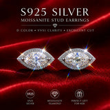 Dazzling Moissanite Diamonds Silver Stud Earrings 3EX Cut 0.5-2ct D Colour VVS1