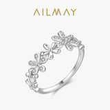 Exquisite Sterling Silver Little Daisy Flowers AAAA Lab Created Diamond Ring