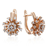 Stunning 14K Gold Filled Shiny AAA Zircon Diamonds Flower Drop Earrings Vintage Jewellery
