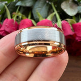 New Multicolor 6MM 8MM Step Beveled Brushed Tungsten Wedding Engagement Ring Gift Jewellery For Men and Women - The Jewellery Supermarket