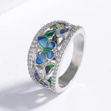 New Classic Butterfly Style Hand Made Enameled Bowknot Fashion Ring