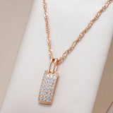 Gorgeous 14K Filled Rose Gold Gorgeous AAA Zircon Diamonds Square Pendant And Necklace - Simple Fine  Jewellery