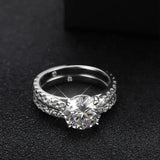 Marvelous D Colour VVS118K White Gold Plated Sterling Silver All Moissanite Row Rings Set For Women Fine Jewellery