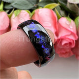 Orion Nebula Galaxy Opal Inlay 8mm Silver/Black Tungsten Rings for Men Women