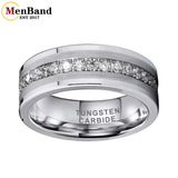 High Quality Black Cubic Zirconia Stones Inlay 8MM  Tungsten Wedding Rings