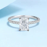 1CT 2CT Emerald,Radiant Cut VVS1 D Colour Moissanite Diamond Silver Engagement Rings