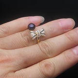 Unique Design Trend Real Multicolour Pearls AAA Zircon Diamonds 925 Silver Rings
