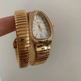 New Arrival Luxury Snake Design Stainless Steel Unique Gold Quartz Ladies Watches with Japan Movement