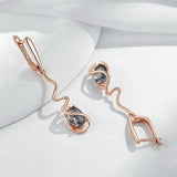 Deliacate 14K Filled Gold Grey AAA Zircon Crystals Dangle Luxury Earrings