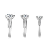 Classic GRA Certified 2CT 3CT Moissanite S925 Silver White Gold Plated Wedding Ring