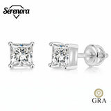 Dazzling 0.3~3.0ct Princess Cut Moissanite Diamonds 925 Silver Stud Earrings