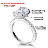 Sparkling 18K Gold Plated Sterling Silver 4.5CT Oval Cut Full Moissanite Diamonds Rings, Wedding Engagement Jewellery