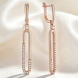 14K Rolled Gold Glossy Geometry AAA Zircon Diamonds Drop Earrings Daily Fine Jewellery