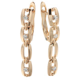 14 Karat Rolled Gold Luxury Trendy Hollow Chain Shape Long Dangle Earrings For Women