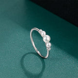 Exquisite AAA Zircon Diamonds Inlaid Silver Three Pearl Stackable Ring