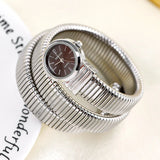 Elegant Snake Design Luxury Ladies Stainless Steel Band Zircon Diamonds Quartz, Rose Gold Silver Plated Wristwatches