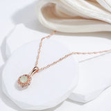 Terrific Lake Green 14K Rolled Rose Gold AAA Zircon Crystals Pendant Necklace For Women - Fine Jewellery