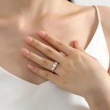 3 Stones Moissanite Diamonds Ring 925 Silver Yellow Gold Colour Ladies Rings Handmade Engagement Wedding  Jewellery