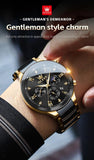 Fashion Luxury Moon Phase Chronograph New Quartz Watches for Men - Ceramic Strap Waterproof Luminous Men's Watches