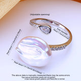 Irregular Big Baroque Pearl Teardrop AAA Zircon Diamond Gold Colour Ring