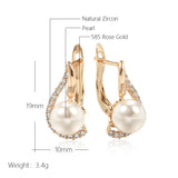 14 Karat Rolled Gold Unique Geometric Pearl and AAA Zircon Diamonds Luxury Earrings