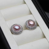 925 Silver Multicolour Natural Pearl AAA Zircon Diamonds Stud Earrings