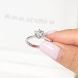1 Carat VVS1 D Colour Solitaire Moissanite Diamond Engagement Silver 18KWG Ring