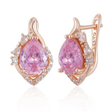 Luxury Design Filled 14K Rose Gold Pink AAA Zircon Diamonds Latest Fashion Earrings - Cute Ladies Jewellery