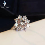 18K White Gold Plated 925 Sterling Silver 2 Carat Sunflower Moissanite Diamonds Engagement Weddings Rings For Women