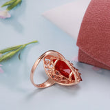 14K Filled Gold Exaggerated Pomegranate Red AAA Zircon Crystal Hollow Vintage Rings