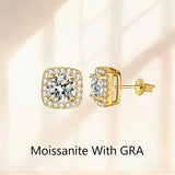 GRA Certificate 0.3ct 0.5ct 1.0ct 2.0ct Moissanite Diamonds Stud Silver Earrings