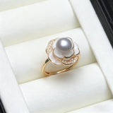 Multicolour Flower Design Freshwater Pearl AAA Zircon Diamonds 925 Silver Ring
