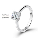 Amazing 1/2/3/5CT Asscher Cut VVS1 D Colour Moissanite Diamond Silver Solitaire Ring
