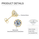 Superb 0.1-2CT Round Cut D Colour VVS1 Moissanite Diamonds Unisex Stud Earrings